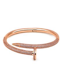 European and American fashion star brand classic zircon microinlaid high round nail silver bracelet full of drill ring women7036606