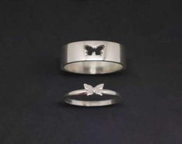 Couple Rings Butterfly Matching for Women Men Wedding Set Promise Ring Lovers Gold Sier Color4371680