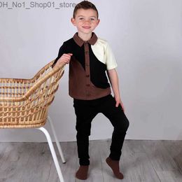 T-shirts Kids clothes t shirt baby girls and boys clothes colorblock button down top short sleeves and long sleeves children cotton shirt Q240218