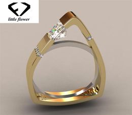 Creative Geometric Triangle Diamond Ring 14K Gold Gemstone Bizuteria for Women Bague Etoile Peridot Anillos De Jewellery Ring 20195079253
