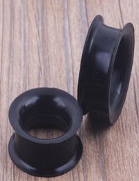 mix 425mm silicone double flare silicone flesh tunnel ear plug 96pcs black color body jewelry8381819
