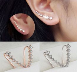 Fashion 14k Gold Color Diamond Earrings Clip Women Wedding Statement Jewelry Ear Climber Earring for Girl Gifts3467606