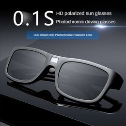 Sunshade ZHIYI Brand Chameleon Glasses 0.1 Seconds LCD Computer Chip Control Photochromic Polarised Lens Driving Sunglasses For Men