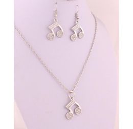 Earrings And Necklace Music Musical Note Symbols Studded With Shiny Clear Crystal Charm Pendent Jewelry Set3841412