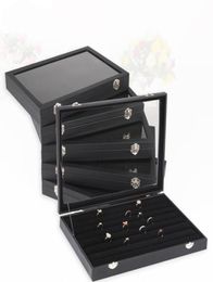 35x24 Multifunctional Black Leatherette Bangle Bracelet Earring Pendant Necklace Ring Display Box Holder Jewellery Show Case Velve2951551
