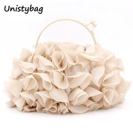 Unistybag Evening Clutch Bag Luxury Satin Floral Wedding Purses and Handbags Ladies Designer Women's Shoulder Bag 240118