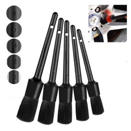 5pcs Car Cleaner Brush Set Including Brush Automotive Air Conditioner Auto Detailing Brush for Cleaning Wheels Interior Exterior 2290c