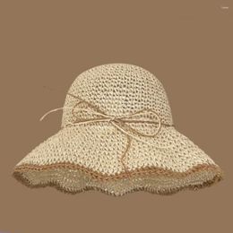 Berets Fashion Designer Japanese Sweet Straw Hats For Women Summer Seaside Holiday Large Eaves Shade Outdoor Beach Braid Fisherman Caps