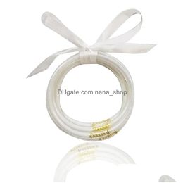 Jelly New Trend All Weather Glitter Bangles Set Filled Sile Jelly Lightweight Summer Bracelets 7400885 Drop Delivery Jewellery Bracelet Dhkg1