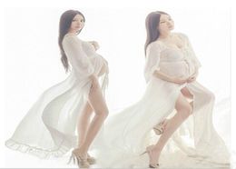 New White Beach Dress Maternity Long Lace Dresses Pregnant Pography Props Fancy Pregnancy Summer Transparent Nightdress5418182