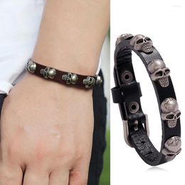 Charm Bracelets Leathrt Bracelet For Men Punk Style Skeleton Cowhide Personalised Trend Male And Female Student Jewellery