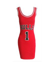 2019 Women Letter E Bulls Print Sporting Summer Dress Cut Jersey Above Knee Length Black White Red Tunic Dresses Style Vestidos MX4985463