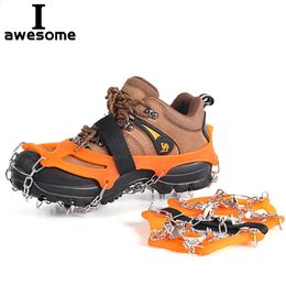 18 Teeth Ice Gripper Spike for Shoes AntiSlip AntiSkid Nonslip Shoe Covers Snow Crampons Cleats Grips Climbing Boots 240125