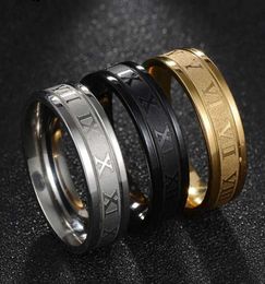 2020 Vintage Roman Numerals Temperament Fashion 6mm Width Stainless Steel Rings for Men Jewelry Gift3813684