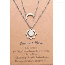 Necklace Earrings Set Sun And Moon Matching For Couple Men Women Handmade Stainless Steel Valentine's Day Birthday With Message Card Gifts