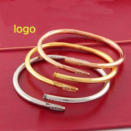 Mens Bangle Designer Bracelet For Women Opening Titanium Steel Bracelets Fashion Rhinestone With Gift Box For Couple Female Male