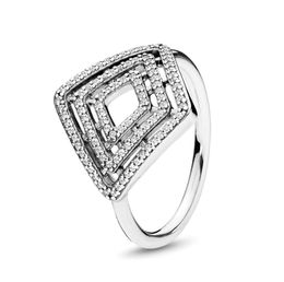 Real 925 Sterling Silver CZ Diamond Geometric Lines Ring with Logo and Original Gift Box Fashion Luxury Designer Jewelry Women Rings2364687