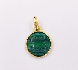 pendants Vermeil Silver Camee Pendant With Malachite Authentic 925 Sterling Silver Fits European bear Jewelry Style Gift Andy Jewe1885573