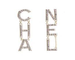 Fashionable Rhintone CZ Statement Earrings 925 Sier Needle Capital Alphabet Letter Drop Earrings9126104