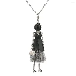 Pendant Necklaces Leather Clothing Fluffy Skirt Beads Doll Necklace For Women Sweater Chain Girl Fashion Charm Jewelry Gift