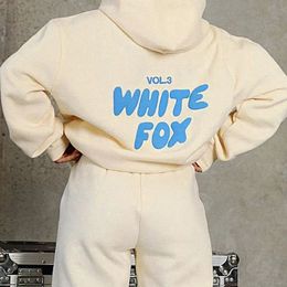 Designer Sportswear White Fox Hoodie Set 2 Piece Set Womens Spring Autumn Winter New Hoodie Set Fashionable Sporty Long Sleeved Pullover Hooded Joggers beige