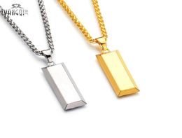 Hiphop Gold Cube Bar NecklacePendant Hip Hop Jewellery Dance Charm Franco Men Chain Necklace4555812