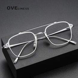 Pure Glasses Frame for Men Retro Square Prescription full Eyeglasses frame Vintage Myopia Optical Eyewear 240119