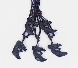 Dropshiiping 12pcs Faux Yak Bone Black Resin Dragon Pendant Necklace Surfer Black Wax Cotton Cord Adjustable5935588