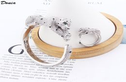 Donia Jewellery bangle luxury European and American fashion exaggerated leopard copper microinlaid zircon bracelet ring set designe7362474