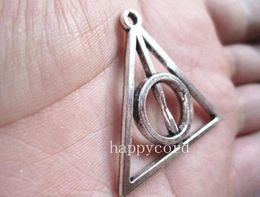 mixed color Antique bronze and antique silver Deathly hallows pendant charm 31mmx32mm 40piecesLOT26927819571239