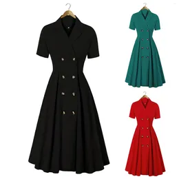 Casual Dresses Women's Double Breasted Button Down Wear To Work Vintage Dress Wedding Guest Gown Women Backless Prom