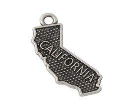 Antique Silver Plated Alloy State Of California Shape Map Charms 1726mm AAC0516023342