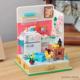 Blocks Creative Mini Room Bathroom Kitchen Building Blocks City Friends Play House Apartment Model Assemble Bricks Girls Miniature Toys