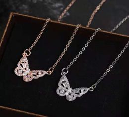 Forest rose gold temperament smart Butterfly Necklace micro inlaid with white stone super flash Lovers Necklaces female ZC2979455048