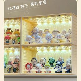 Acrylic Transparent Display Cabinet with Light Sensor for Collectible Toys and Blind Boxes 240130