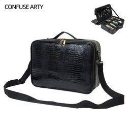 PU Leather Cosmetic Bag Professional Make Up Box Large Capacity Storage Travel Toiletry Makeup Suitcase 240229