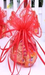 Ship 200pcs Red Pink 35cm Diameter Organza Round Dots Jewelry Bags Wedding Party Candy Gift Bags2255578