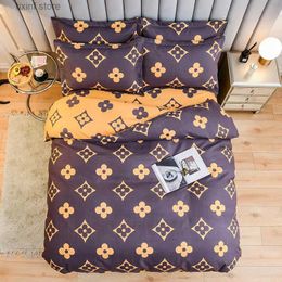 Conjuntos de cama nova capa de edredão conjunto folha caso marrom conjuntos cama t240218