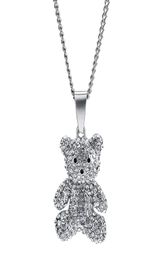 Men Women Rhinestone Bear Pendant Necklace Fashion Hip Hop Jewellery Gold Silver Stainless Steel Chain Punk Designer Necklaces For M4889451