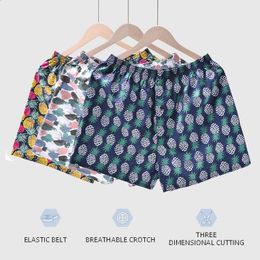 Boxershorts Men Underwear Mens Boxers Cotton Boxers Shorts Sleep Underpants Printed Stripes Loose Comfortable Homewear Panties 240202