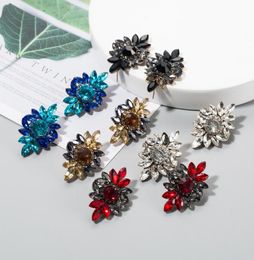 Stud Colourful Bling Zircon Stone Glass Gold Earrings For Women Korean Fashion Jewellery 2021 Gift Mom Whole4399341