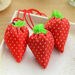 Shopping Bags Folding Bag Creative Strawberry Shape Practical Nylon Out Reusable Green Handbag Good Helper