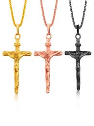 Crucifix Necklace Gold/Rose Gold/Black Gun Color Stainless Steel Chain For Men Jewelry Jesus Piece gold chains for men4631151