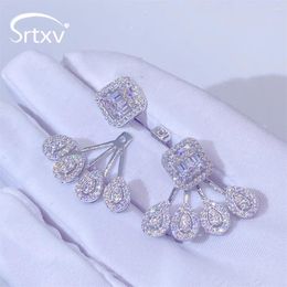 Stud Earrings 925 Sterling Silver Sparkling For Women Men Full Zircon Wedding Birthday Party Hip Hop Ear Gifts Jewely