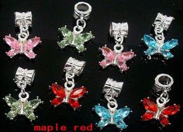 Ganze 50 Stück gemischte wunderschöne Kristall-Schmetterlings-Anhänger mit großem Loch zum Selbermachen, passend für europäische Charms-Armbänder, Halsketten 6510289