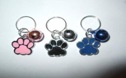50PCS Fashion Vintage Mixed Colour Enamel Dog Paw Print Bell Charms Keychain Fit DIY Key Chains Accessories N88234528401185656