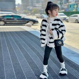 Jackets Winter Kids Parka Stripe Jacket Children Clothing Little Girls Boys Clothes Faux Fur Coat Snowsuit Outerwear Overcoat