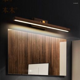 Wall Lamp Luxury Bathroom Mirror Light Walnut 40CM 8W Led Cosmestic Bedroom 360° Rotatable Bedside Coffee Wood Sconce Picture