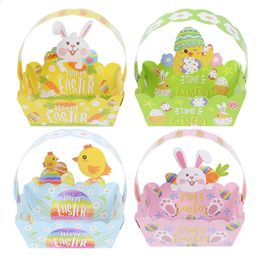 10PC Easter egg baskets paper gift boxes childrens favorite cute rabbit candy gift bags used for DIY Easter party home decor items 240218