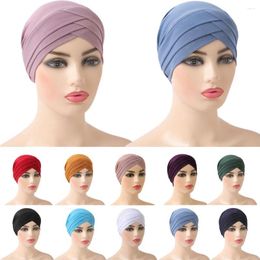 Ethnic Clothing Cross Turban Women Muslim Hijab Inner Cap Chemo Stretch Head Scarf Islamic Beanie Bonnet Solid Colour Hair Loss Covers